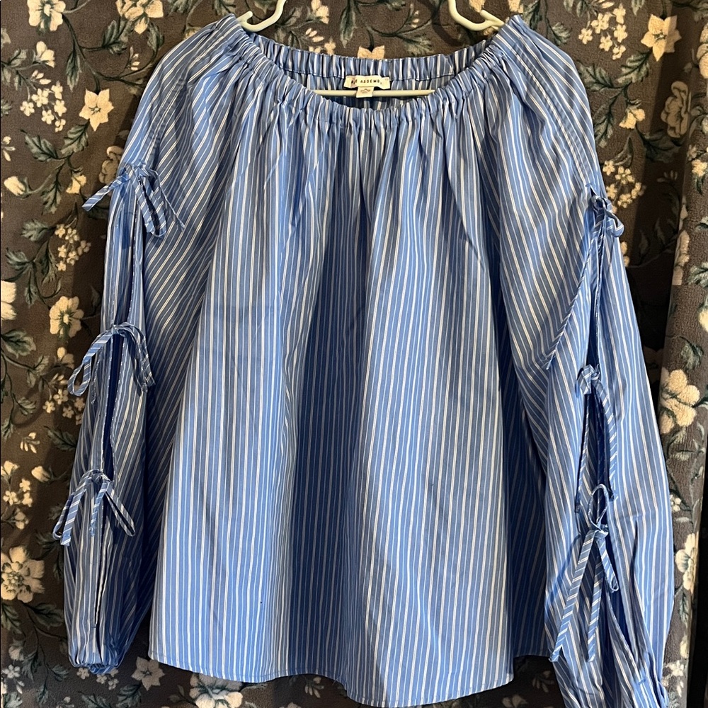 Chic Blue Striped Women's Blouse